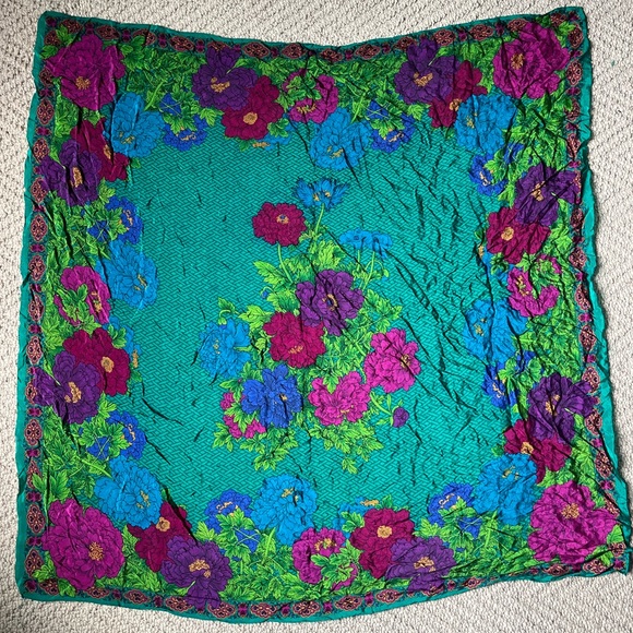 VTG Liz Claiborne Floral Silk Scarf - Picture 2 of 10